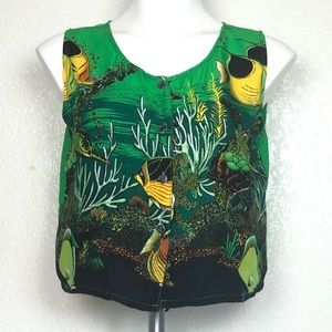 Fun-Wear rayon Hawaiian/tropical crop top size M